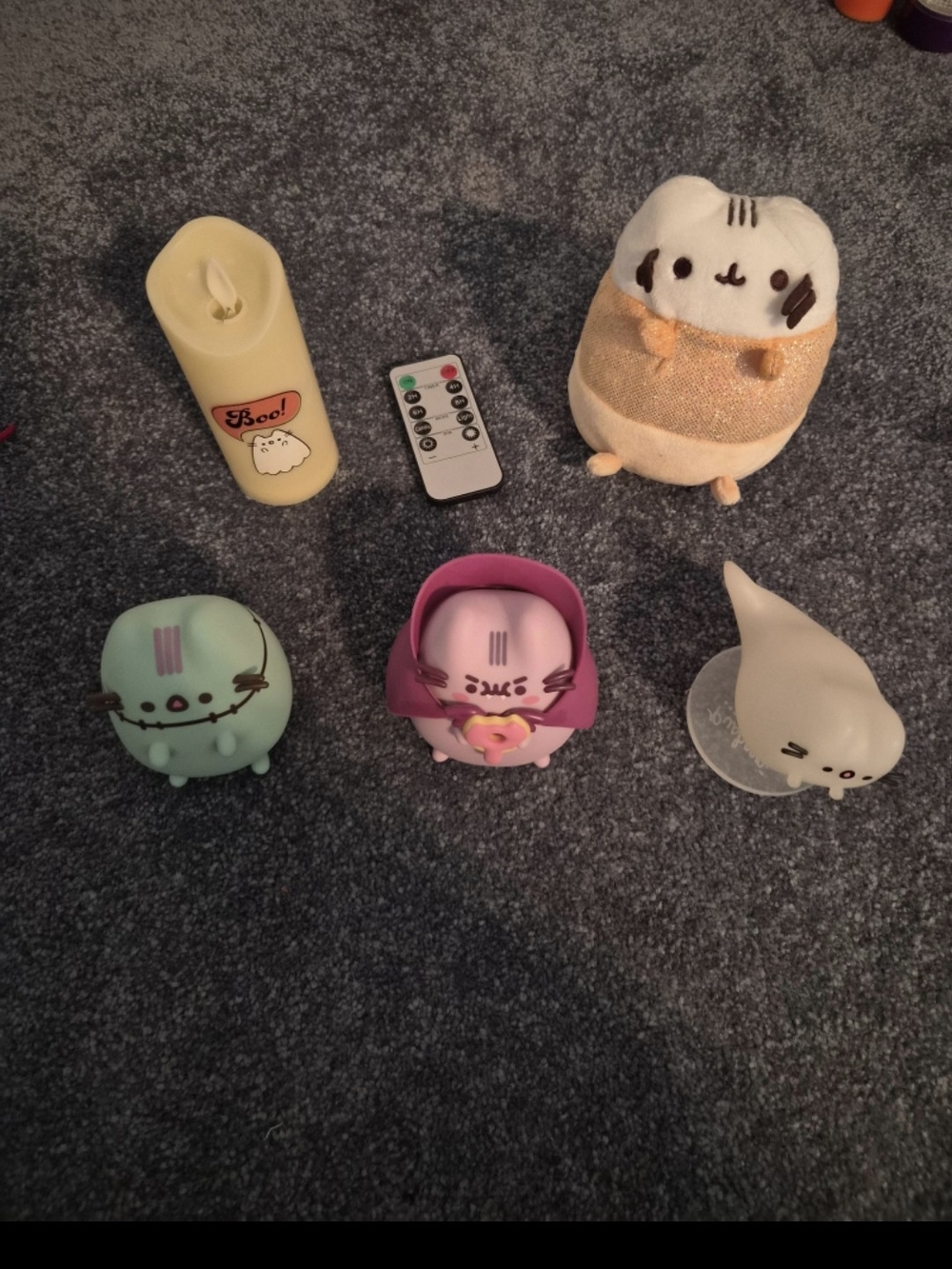 Pusheen Figure Set With Candle And Plush - Halloween Vampire Ghost Candy Corn